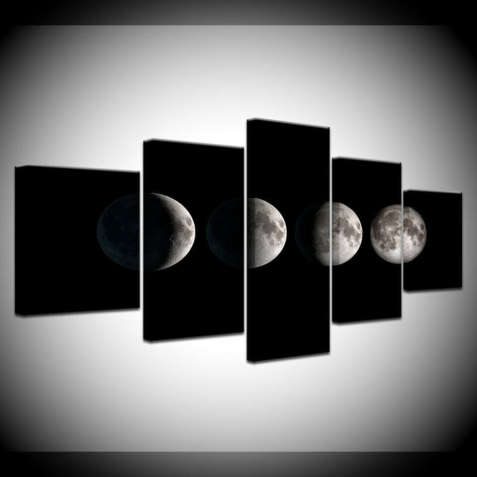 5PCS Canvas Print Abstract Moon Poster Painting Art Wall Paintings No Framed