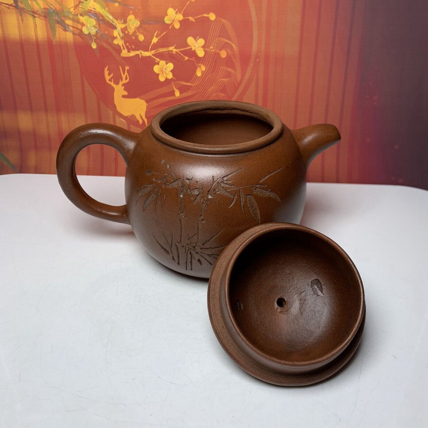 Chinese Yixing Purple Clay Teapot Zisha Ceramic Bamboo Teaware Collectible Rare