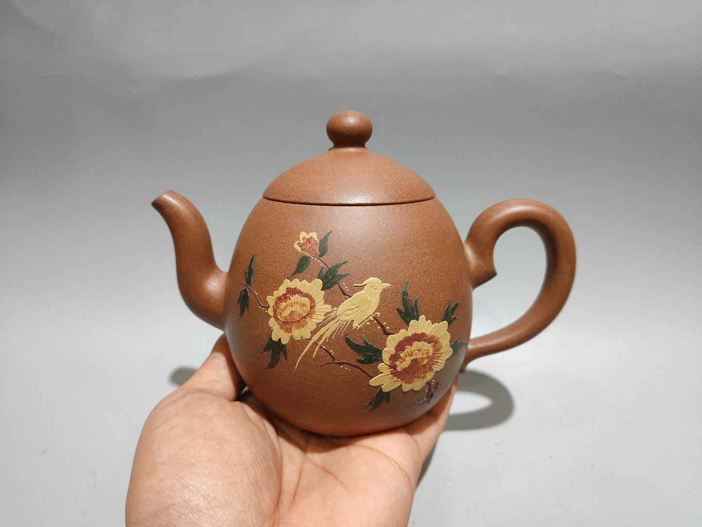 Chinese Yixing Zisha Clay Handmade Exquisite Flowers&Birds Teapot 31318