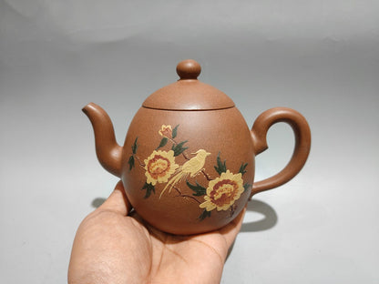 Chinese Yixing Zisha Clay Handmade Exquisite Flowers&Birds Teapot 31318