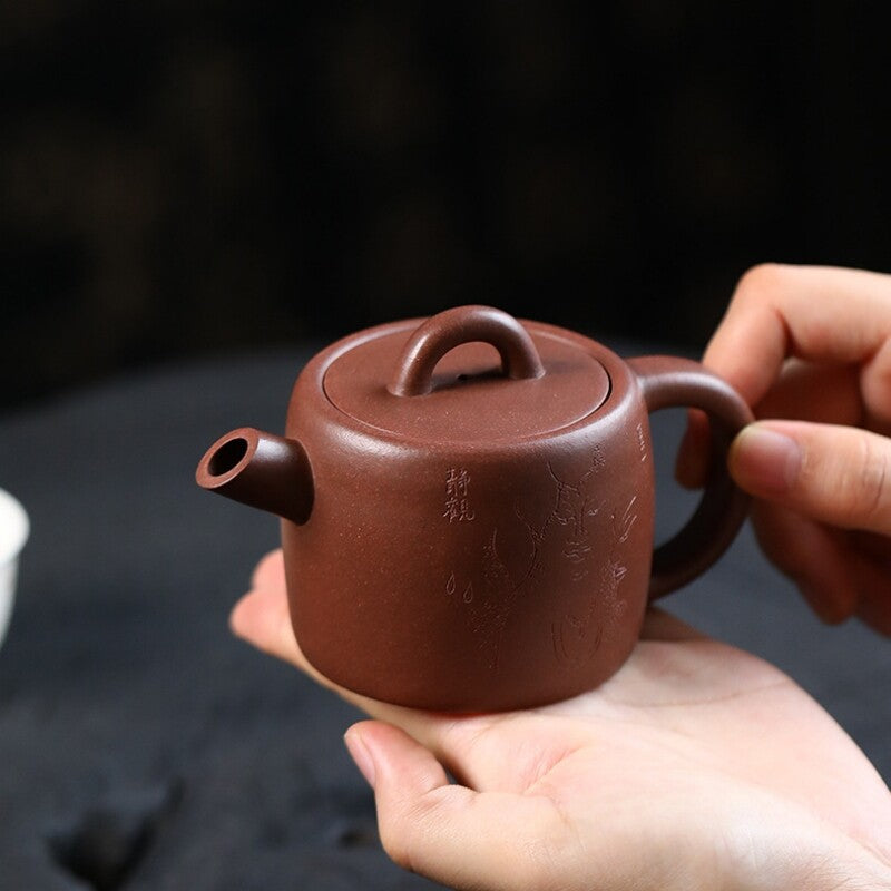 Handmade Tea Pot Marked China Character Carved True Yixing Zisha Clay Master Pot
