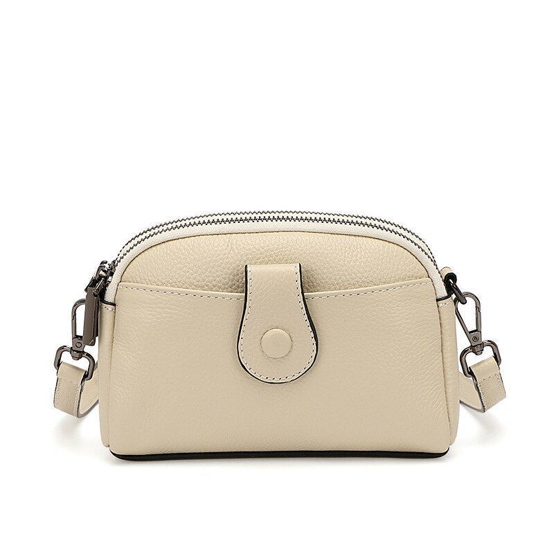 Genuine Leather Small Shoulder Bag Messenger Shell Purse Brown Pouch 19*13*7 Cm