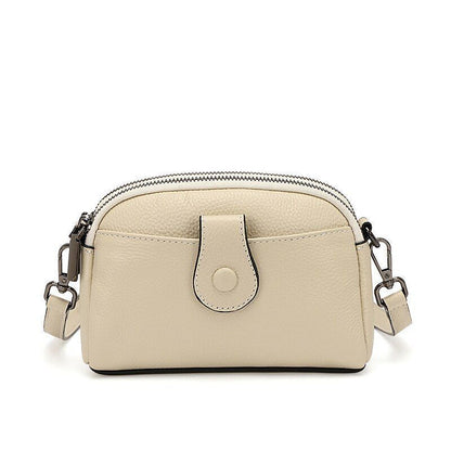 Genuine Leather Small Shoulder Bag Messenger Shell Purse Brown Pouch 19*13*7 Cm