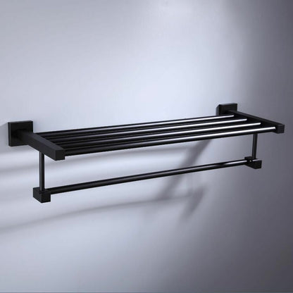 Towel Bars Bathroom Hanger 55CM Matte Black Double Space Aluminum Accessories