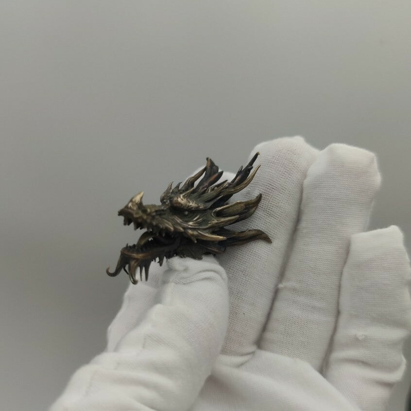 Chinese Old Bronze Copper Statue Hand Carved Dragon Collect