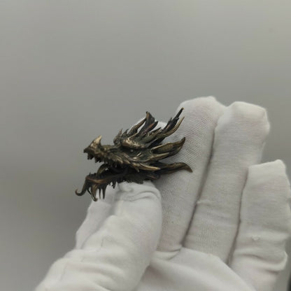 Chinese Old Bronze Copper Statue Hand Carved Dragon Collect