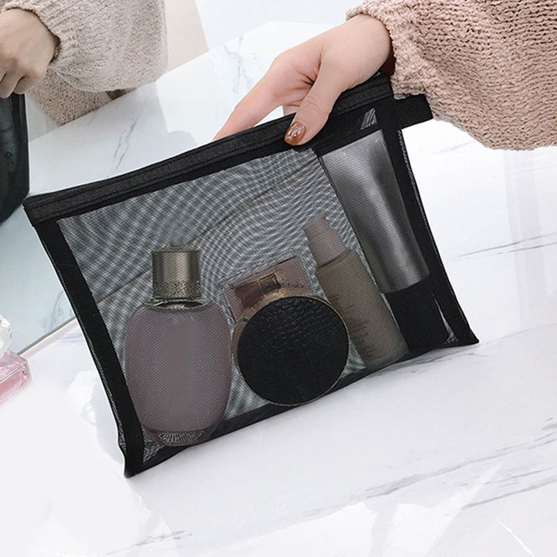 Mesh Cosmetic Bag Travel Zipper Makeup Bags Transparent Organizer Storage Pouch