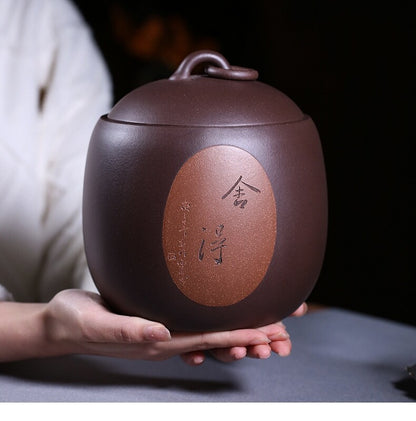 Real Yixing Zisha Purple Clay Tea Canister With Lid Sealed Jar For Loose Tea New