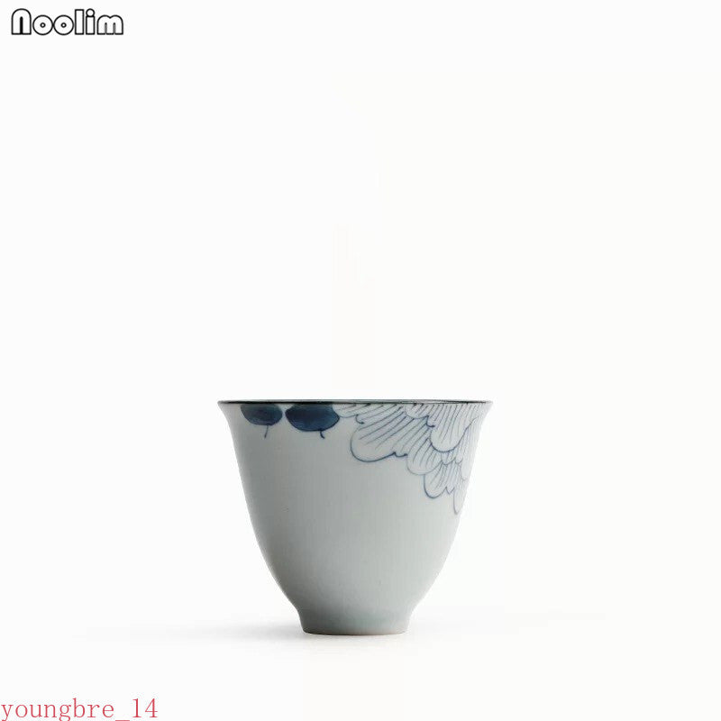 Ceramic Hand Painted Hibiscus Teacup Porcelain Master Tea Cup Handmade