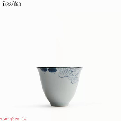 Ceramic Hand Painted Hibiscus Teacup Porcelain Master Tea Cup Handmade
