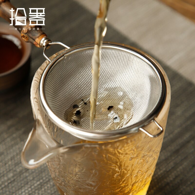 Japanese style bamboo handle tea strainer stainless steel tea strainer creative