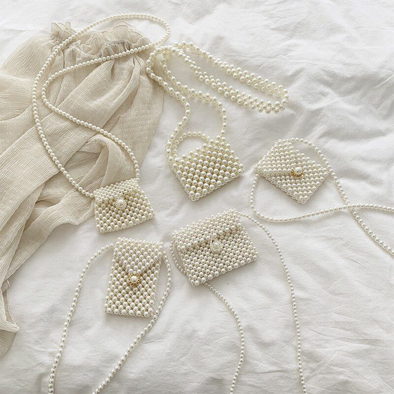 Mini Pearl Bag Handmade Vintage Beaded Fashion Shoulder Bag Luxury Coin Purse
