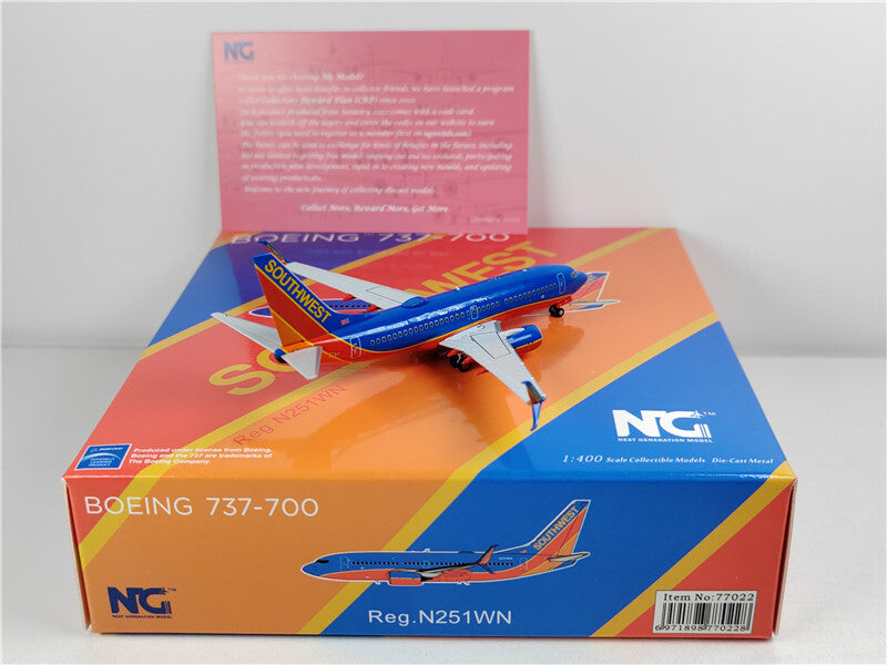NG Models SOUTHWEST FOR BOEING B737-700 N251WN 1:400 Aircraft Pre-built Model