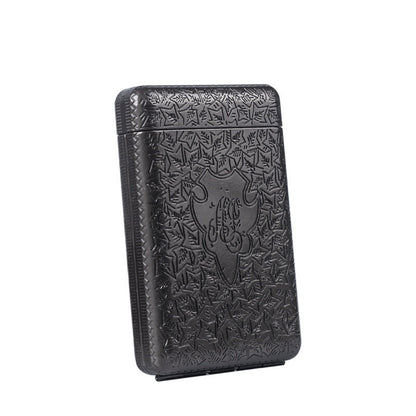 Retro Hand Carved Metal 3-Open Black Cigarette Box Which Can Hold 14 Cigarettes