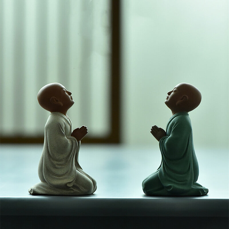 One Zisha Tea Pet Yixing Purple Clay Monk Statue Zen Style Creative Ornament New