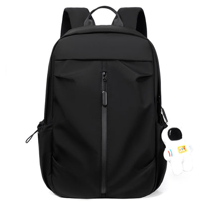 Backpack Men Laptop Backpacks Oxford Black Solid High School Bags w/ Pendant