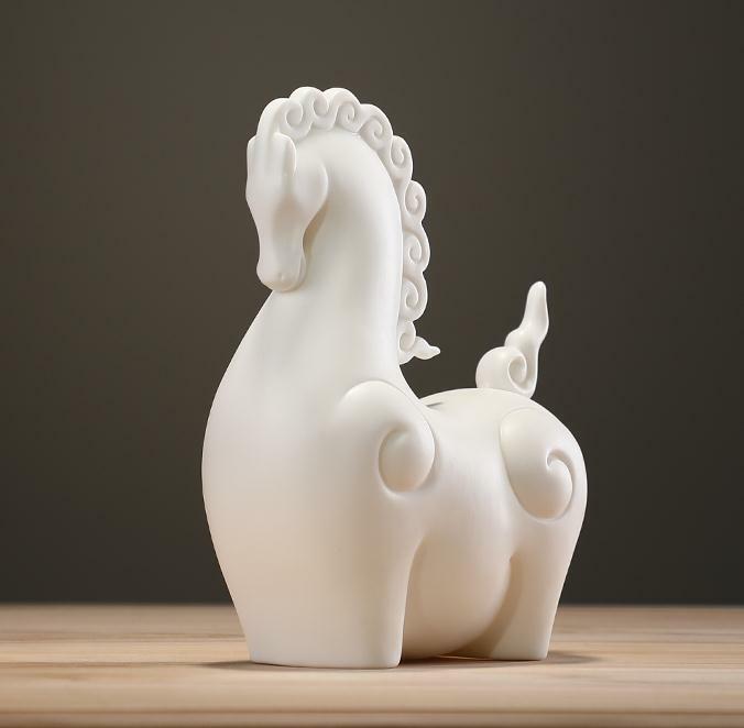 6.2" Chinese White Porcelain Ceramics Lovable Small Fat Horse Figurine Statues