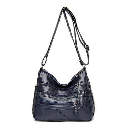 Women's Soft Leather Shoulder Bags Multi-Layer Crossbody Bag Handbag