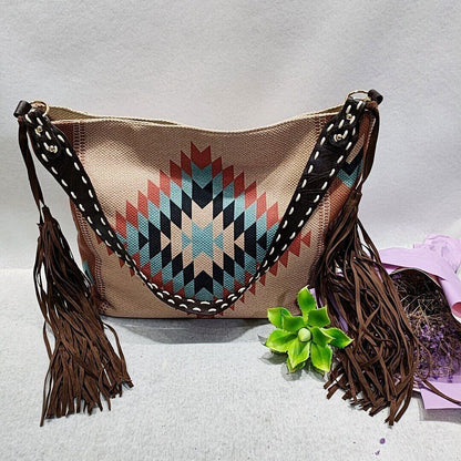 Woman Bags Female Handbag Hand Canvas Linen Shoulder Crossbody Bags Tassel