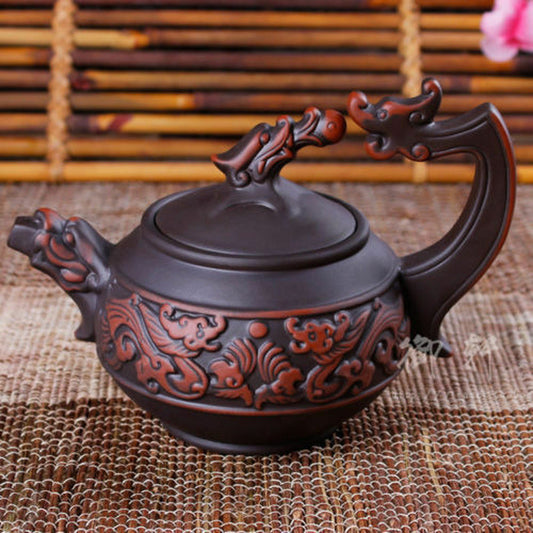6.69" Handmade Dragon Purple Clay Teapot Chinese Yixing Zisha Rare Gift