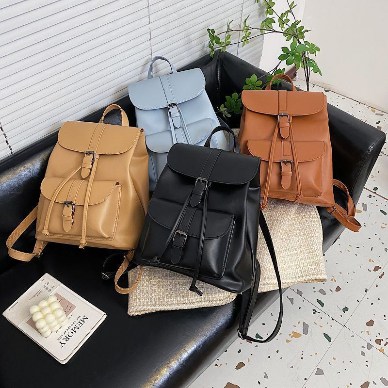 Women Drawstring Backpack Synthetic Leather School Bags Decoration Backpacks 1PC