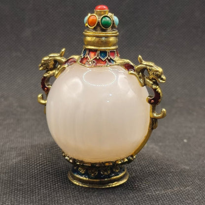 Rare Antique Jade Bottle UV Red Color Changing Chinese Artifact