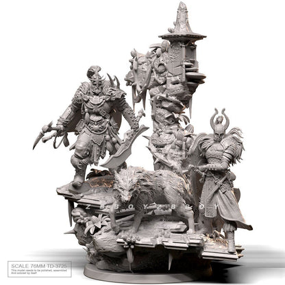 76mm resin figures model 1/24 Fantasy Wolf General unassembled Unpainted