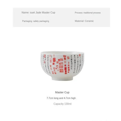 130ml Chinese Ceramic Teacup Handmade Master Cup Tea Bowl Meditation Cup Teaset