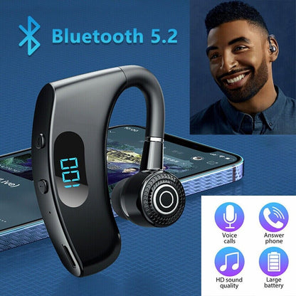 Wireless Bluetooth 5.2 Earpiece Driving Trucker Headset Earbuds Noise Cancelling