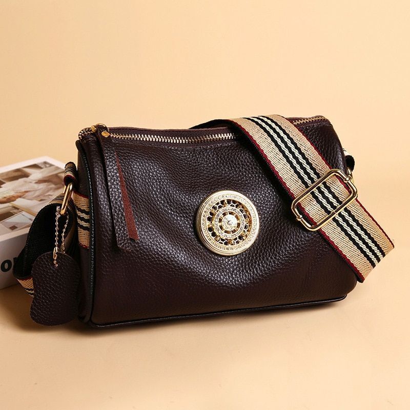 Women Leather Handbags Rotating Metal Lock Shoulder Bags Fashion Messenger Bags
