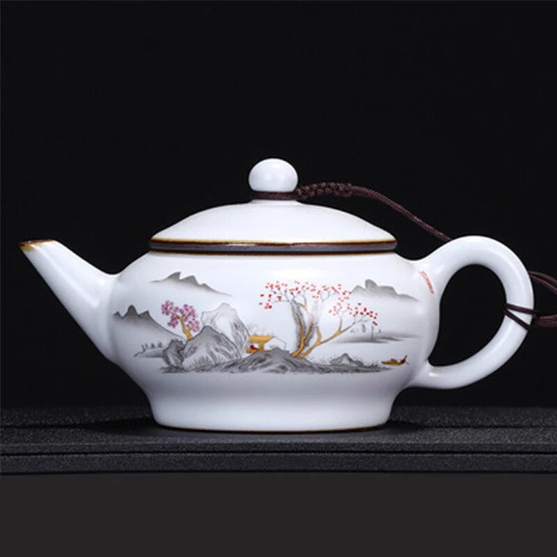 Ru Kiln Moon White Teapot Ceramic Ru Porcelain Open Teapot Retro Kung Fu Tea Set