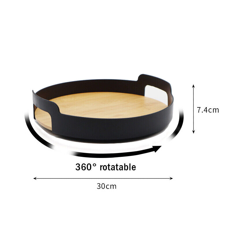 Nordic Style Bamboo Tea Tray Wooden Snack Plate Dessert Round Tray Fruit Storage
