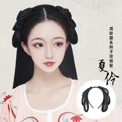 Ming Dynasty Hair Hoop Costume Wig with Built-in Bun Chinese Hair Accessories