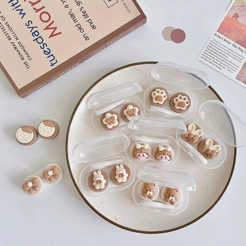 Women Contact Lens Case Plastic Lovely Cat Paw Container Storage Box 6.4x4x2.5cm