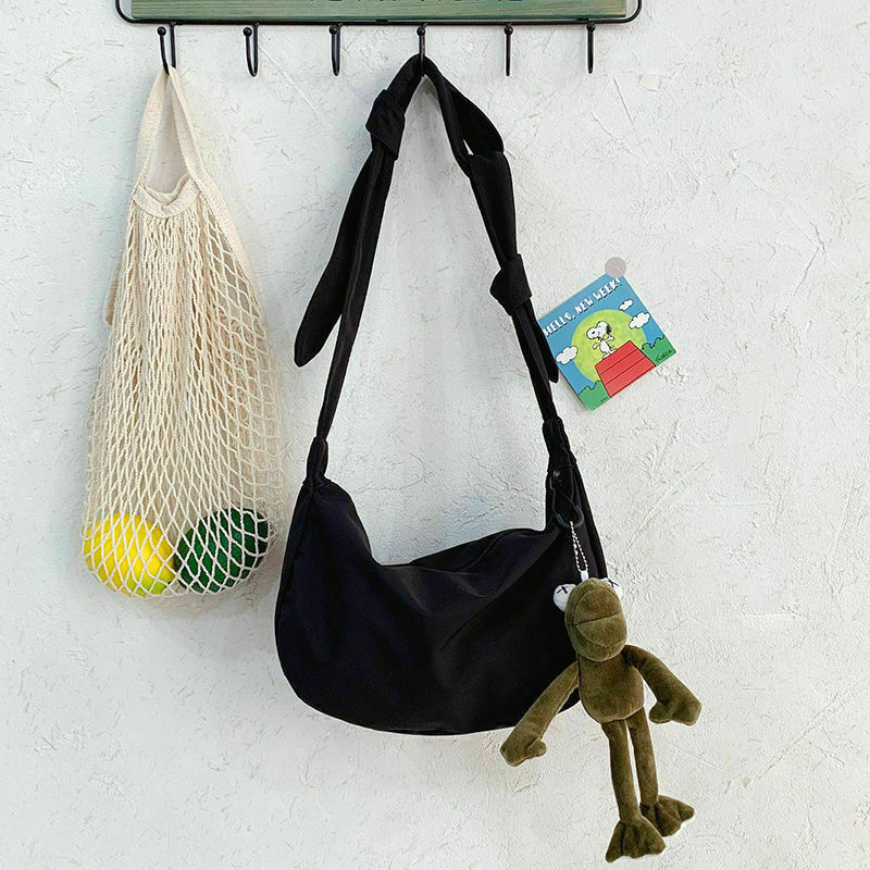 solid color canvas bag women's version student One Shoulder Messenger Bag