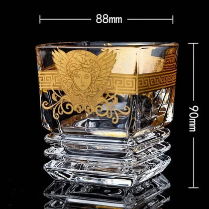 Creative Crystal Whisky Glass – Tracing Gold Head Cup