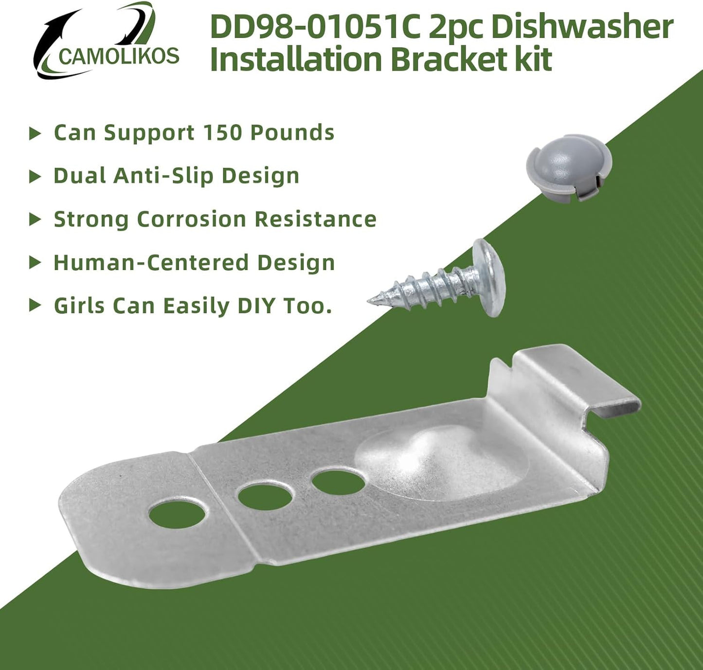 2Pc DD98-01051C Dishwasher Installation Bracket Kit Compatible with Samsung