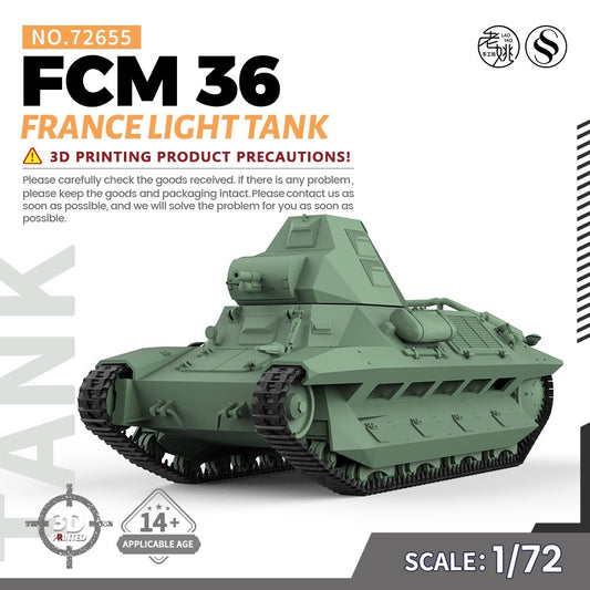 SSMODEL SS72655 1/72 25mm Military Model Kit France FCM 36 Light Tank