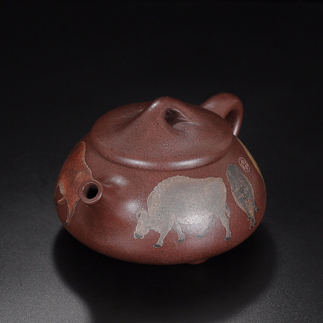 Chinese Yixing Zisha Clay Handmade Exquisite Teapot （五牛石瓢 底款：高永伟）