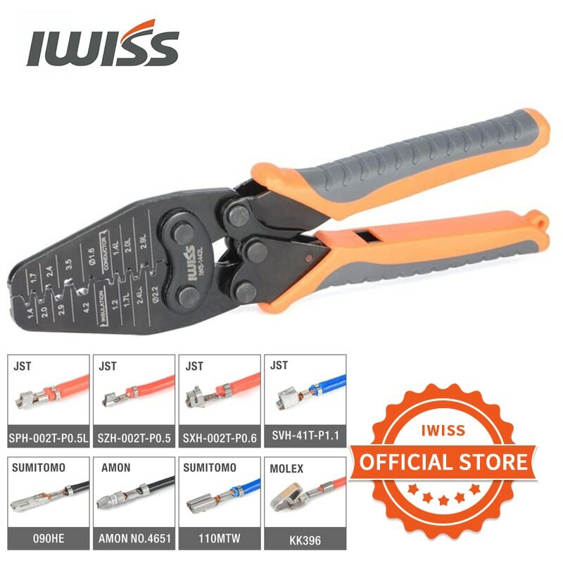 IWISS IWS-1442L Micro Connector Crimper Pliers for Crimping AWG30-14 Open-barrel
