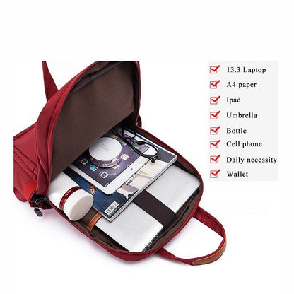 Waterproof Backpack Oxford Student School 13.4Inch Laptop Traveling Bag Rucksack