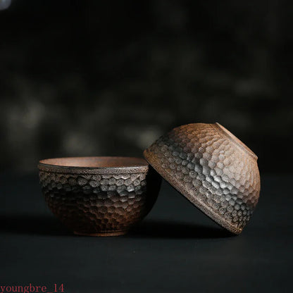 Vintage Handmade Ceramic Teacup Japanese Style Retro Tea Cup Stoneware Tea Set