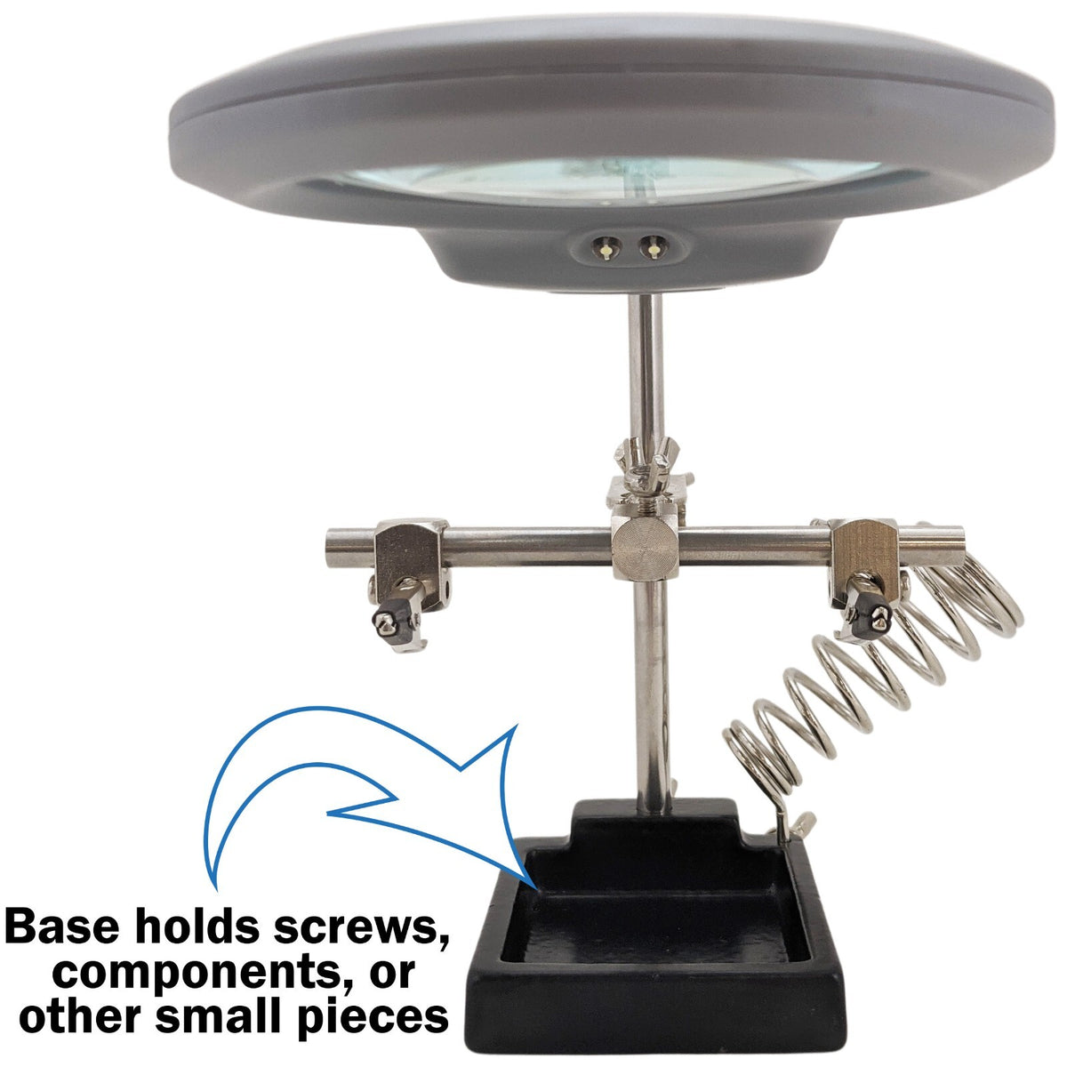 Helping Hand Project Holder with 2x Magnifier and LED Lights, Sturdy Iron Base
