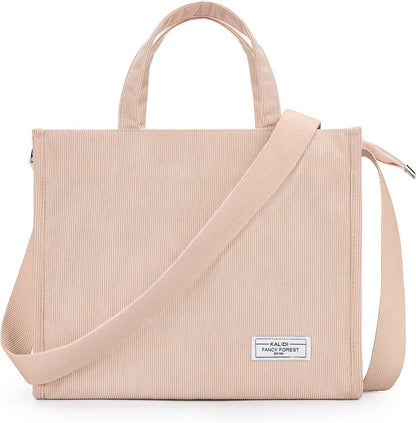 KALIDI Tote Bag for Women Corduroy Crossbody Bag Casual Zipper Tote Fashion Shou