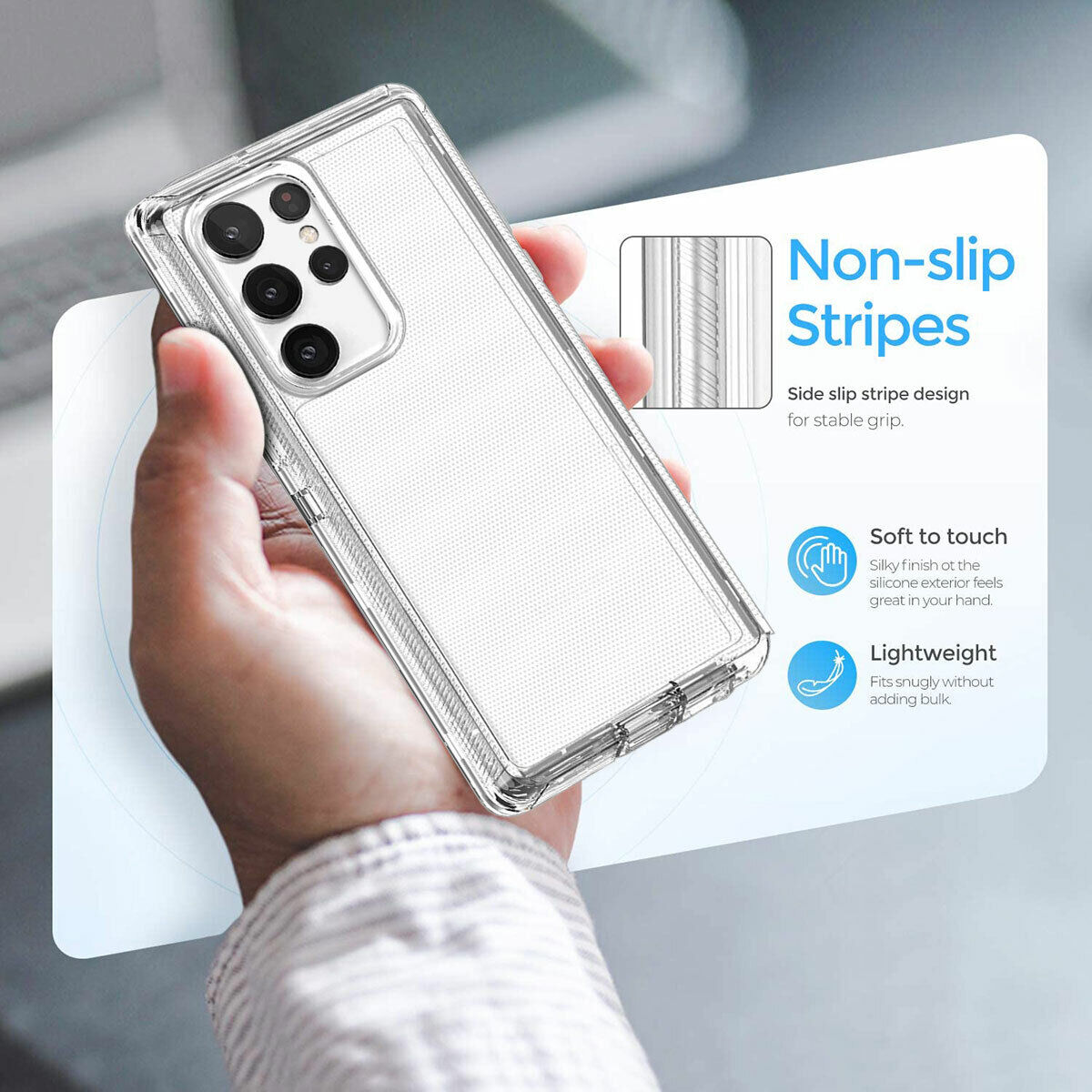 For Samsung Galaxy S22 S22+ S22 Ultra Clear Case w Clip Holster Belt Stand Cover