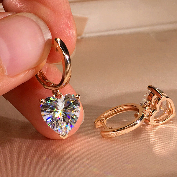 Women 925 Silver Plated,rose Gold Drop Earring Wedding Luxury Cubic Zircon Gift