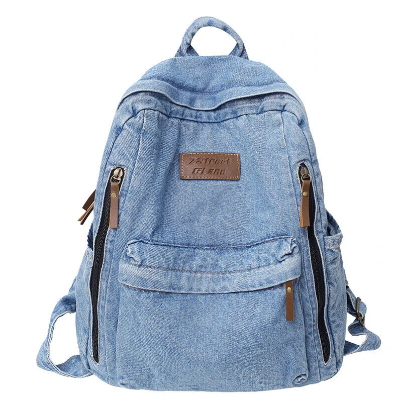 Backpacks For Women Student School Bag Multi Pockets Blue Rucksack