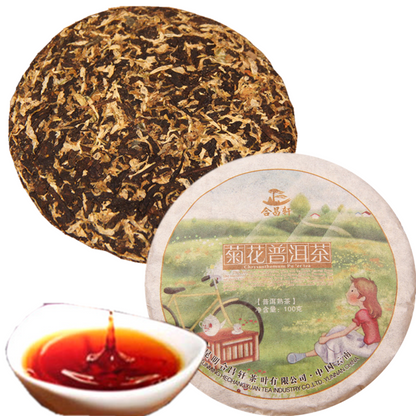 Puer Chrysanthemum Flavor Black Tea Yunnan Pu Erh Tea Herbal Slimming Tea 100g