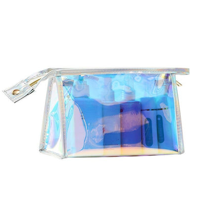 Pink Transparent Cosmetic Bag PVC Clear Makeup Bag Waterproof Zipper Beauty Case