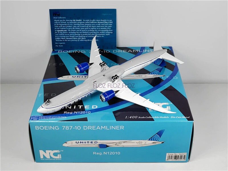 NG Models for UNITED for Boeing B787-10 N12010 DREAMLINER 1:400 Aircraft Model